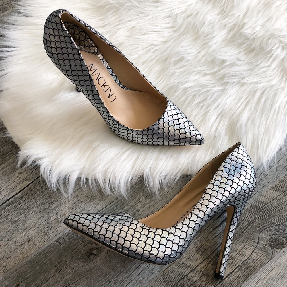 Silver Iridescent Mermaid Classic Style Pump Heels